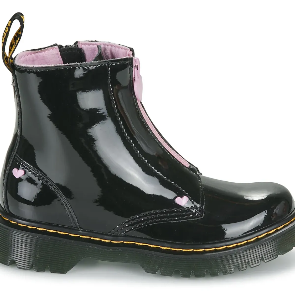 Dr. Martens - Bex Heart Zip Boot J Black Patent Lamper