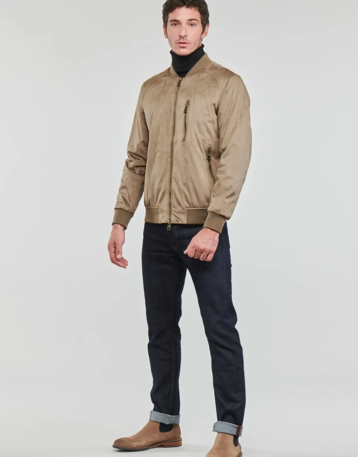 Guess - FAUX SUEDE HOODED BOMBER