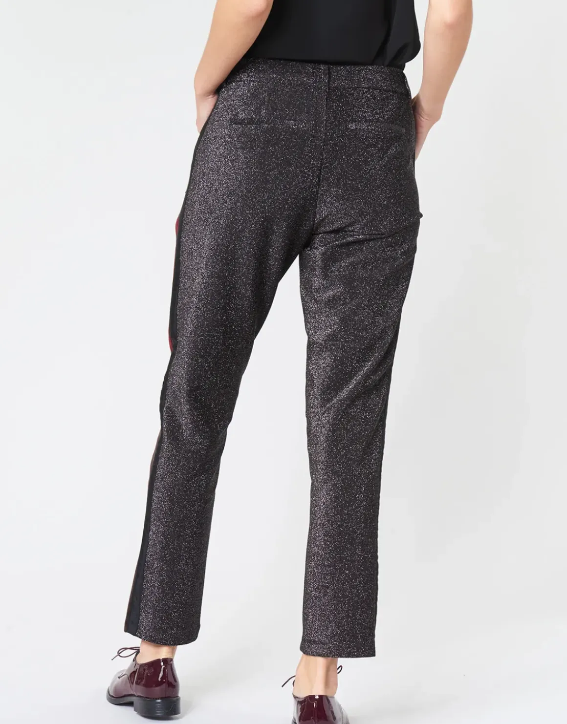 Maison Scotch - TAPERED LUREX PANTS WITH VELVET SIDE PANEL