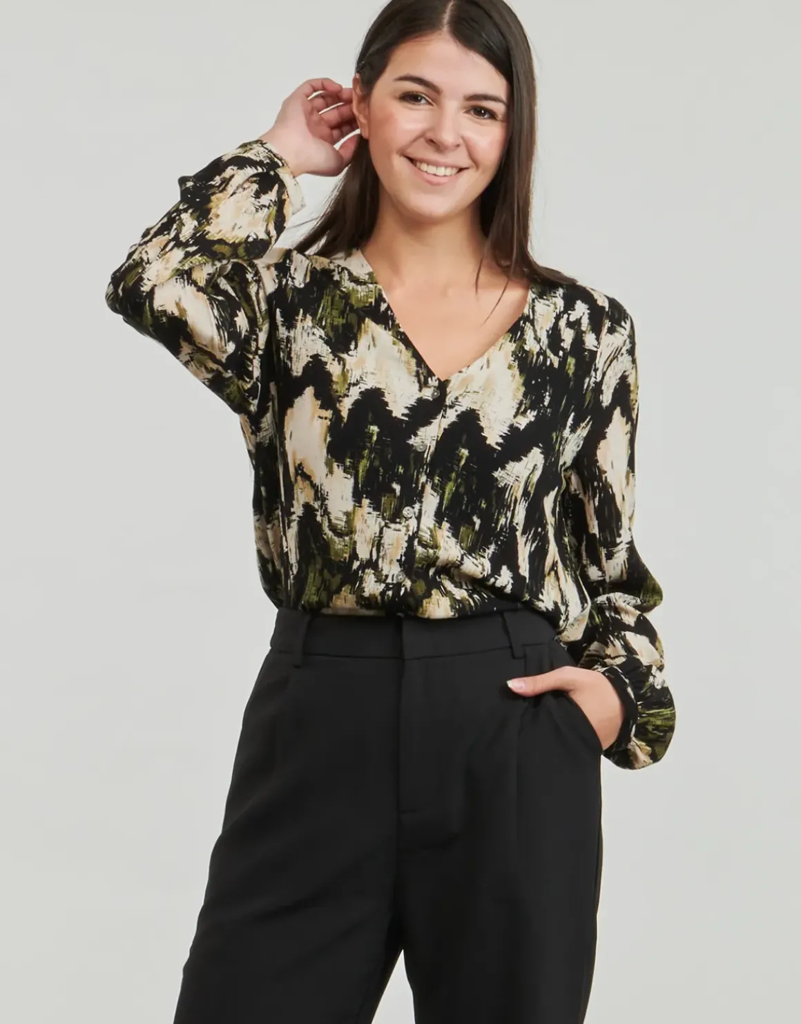 Only - ONLJESSIE FR L/S BUTTON TOP CS PTM
