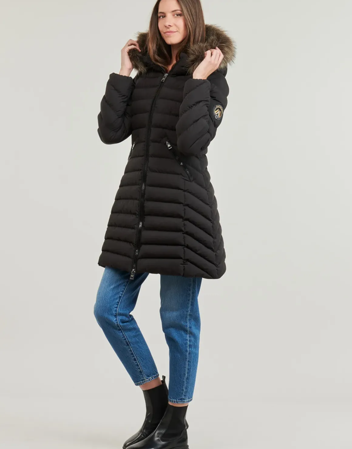 Superdry - FUJI HOODED MID FAUSSE FOURRURE