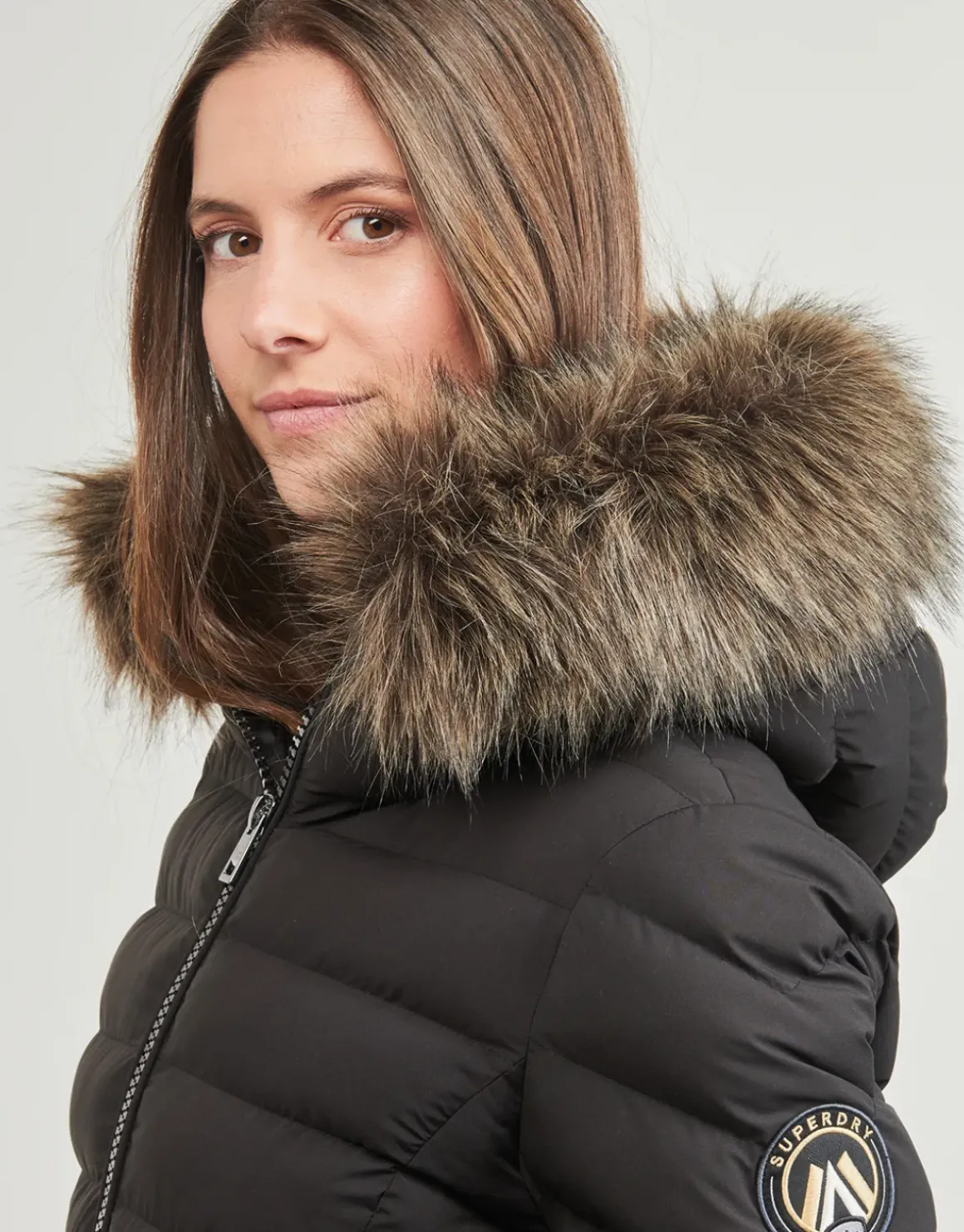 Superdry - FUJI HOODED MID FAUSSE FOURRURE