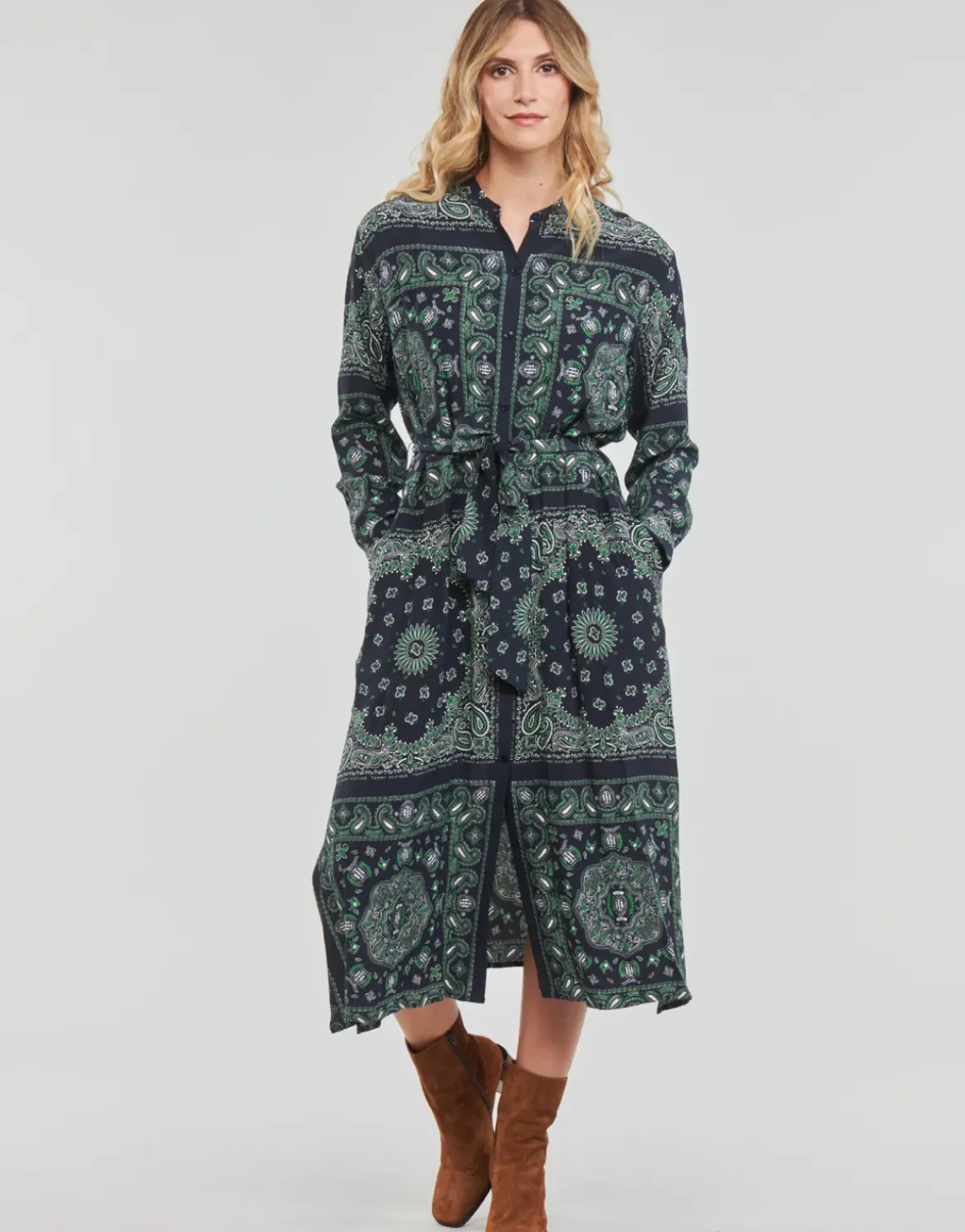 Tommy Hilfiger - BANDANA VIS MIDI SHIRT DRESS LS