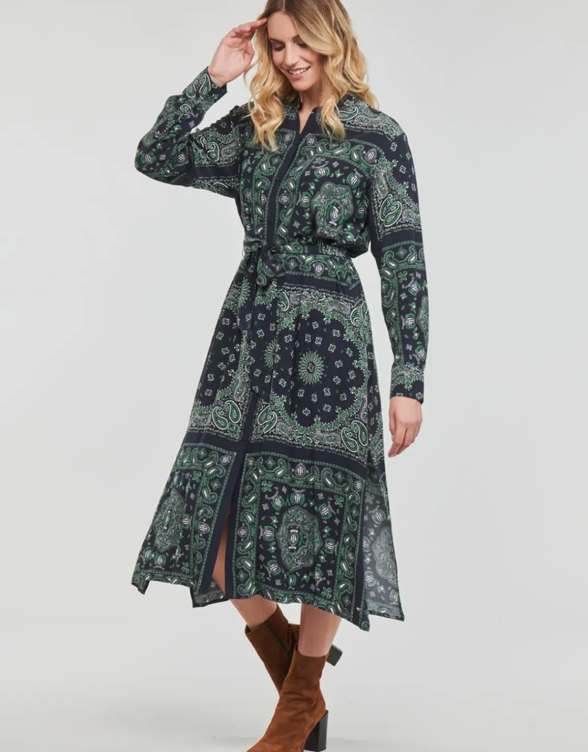 Tommy Hilfiger - BANDANA VIS MIDI SHIRT DRESS LS